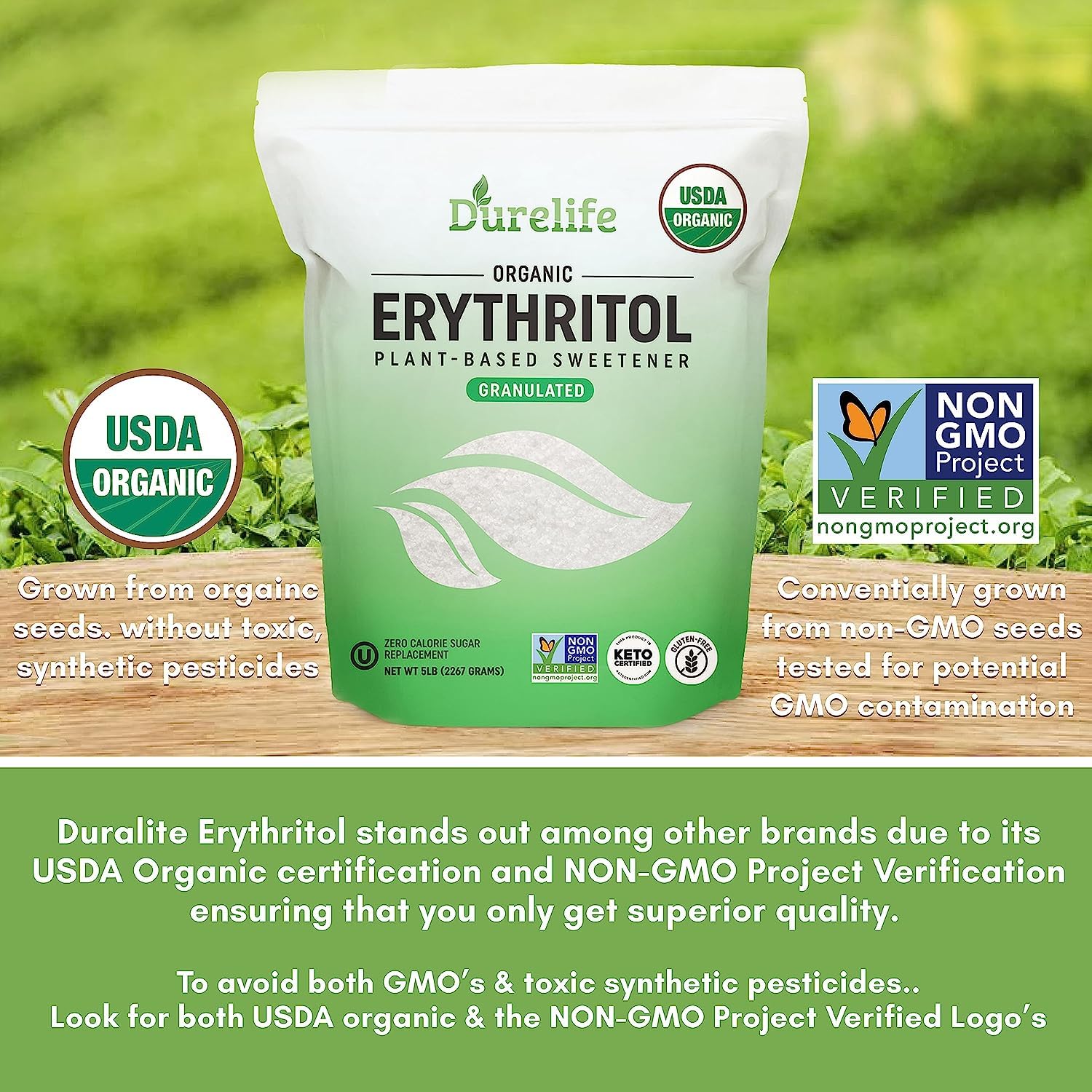 DureLife erythritol keto friendly sweetener in pantry