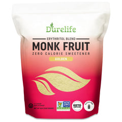 DureLife Golden Monk Fruit measuring scoop for precise 1:1 sugar replacement.