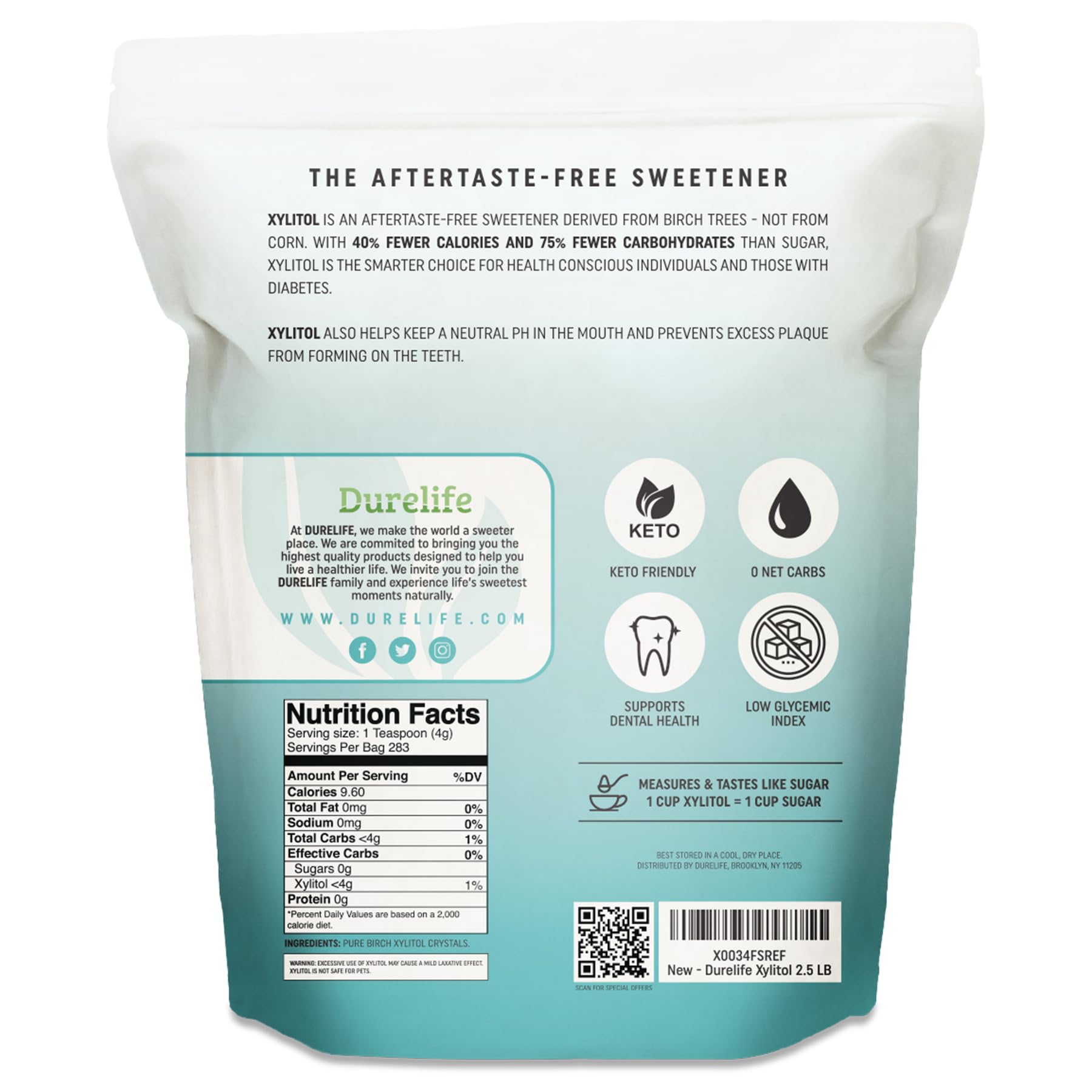 DureLife Xylitol measuring spoon for precise 1:1 sugar substitution in recipes