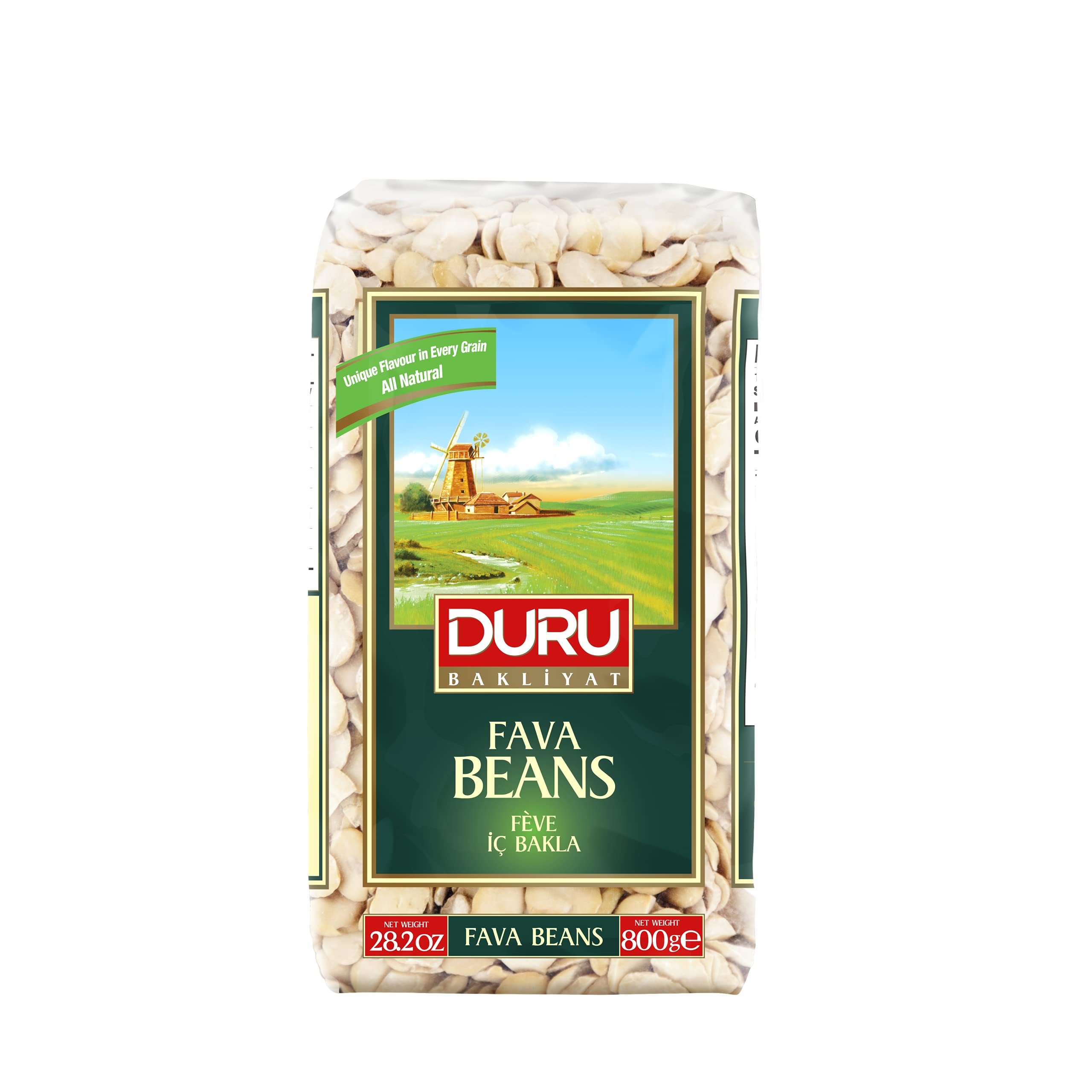 Duru fava beans 800g front pack, a versatile high-fiber protein for vegan meals.