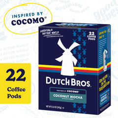 Dutch Bros Coconut Mocha single-serve pods pack, convenient for Keurig brews anytime.