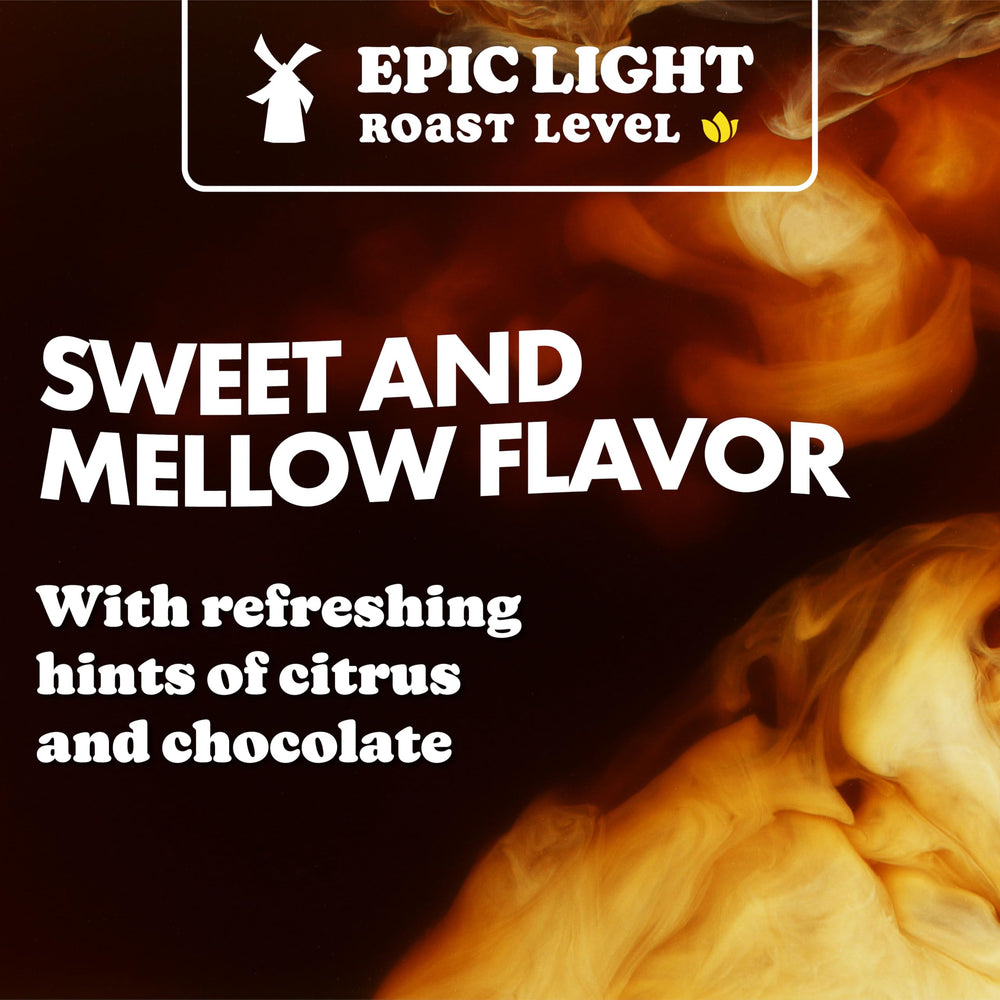 Dutch Bros Epic Light Roast served black reveals a crisp, clean balance