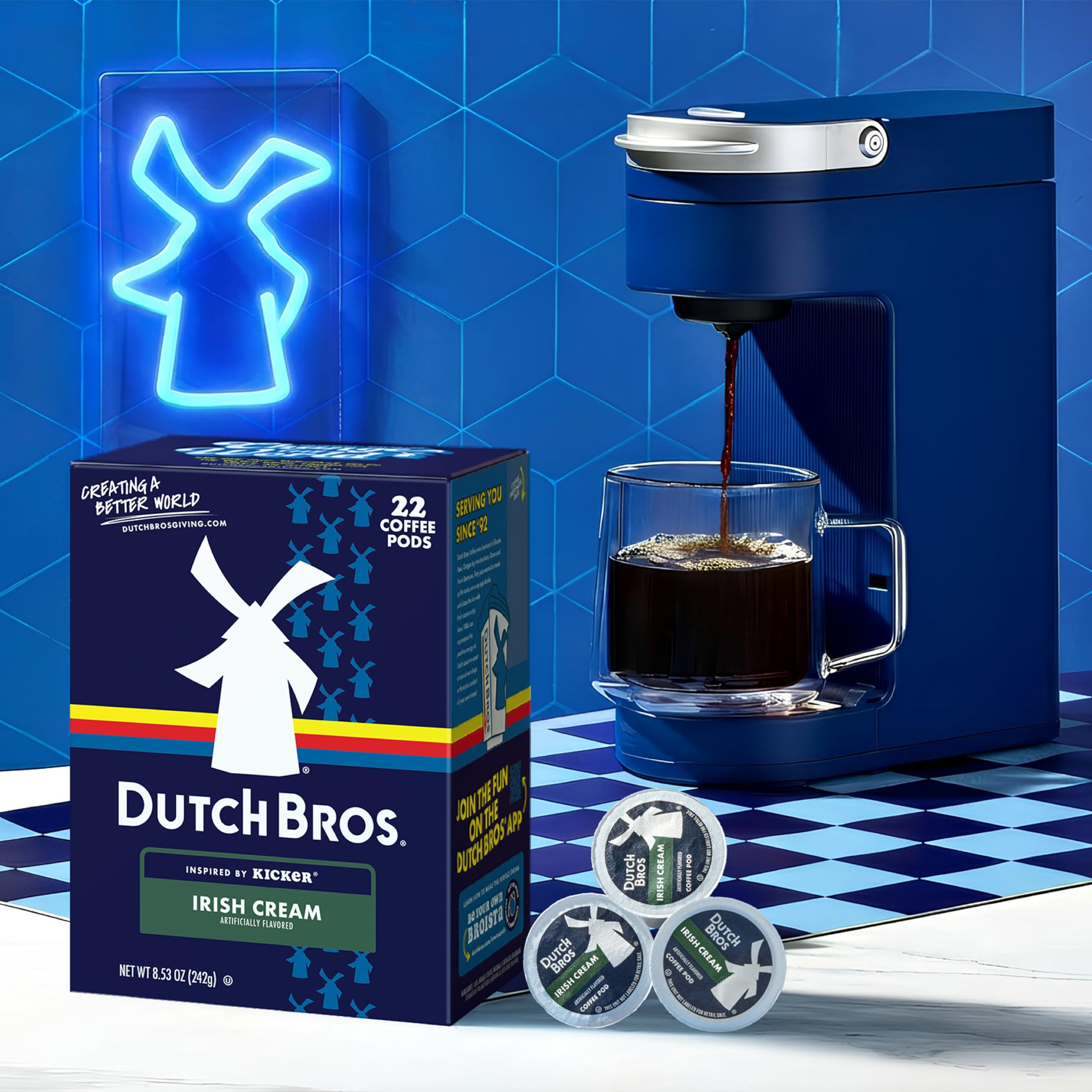 Dutch Bros Irish Cream cup being poured, rich aroma enhancing morning routine.