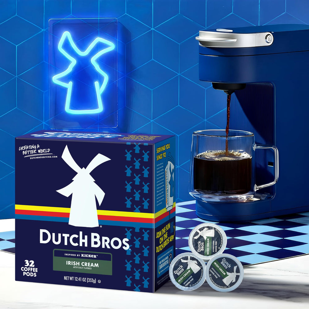 Close-up of smooth Irish Cream notes on the Dutch Bros pod