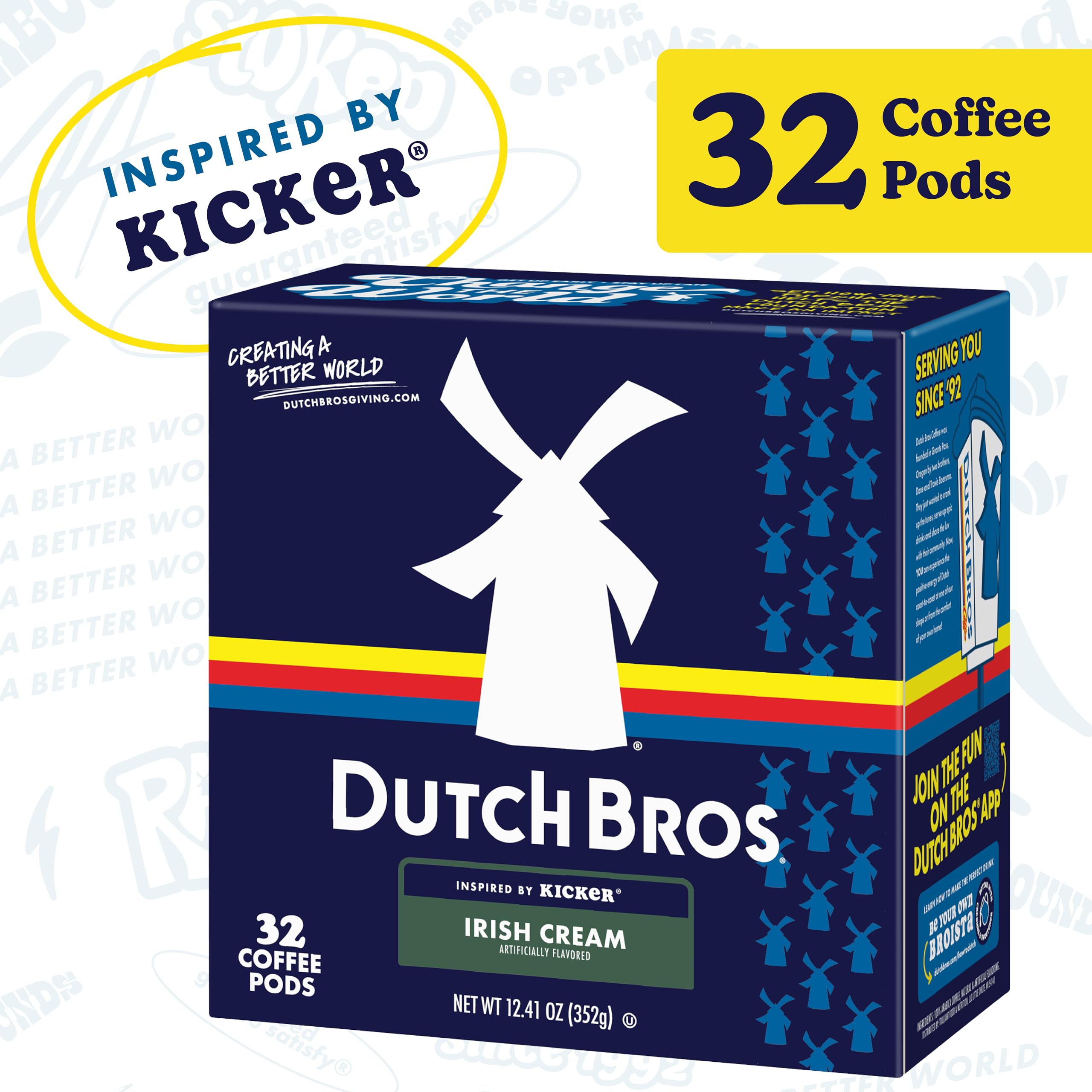 Front view of Dutch Bros Irish Cream pod showcasing premium arabica blend
