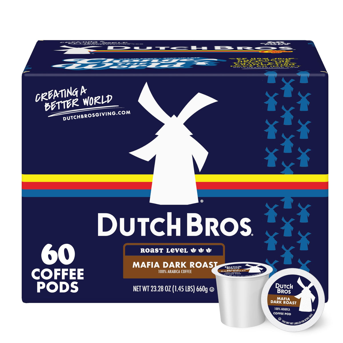 Dutch Bros Mafia Dark Roast box highlighting bold flavor for home brewing