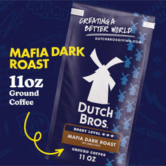 Close-up of coffee beans for Mafia Dark Roast, 100% Arabica.