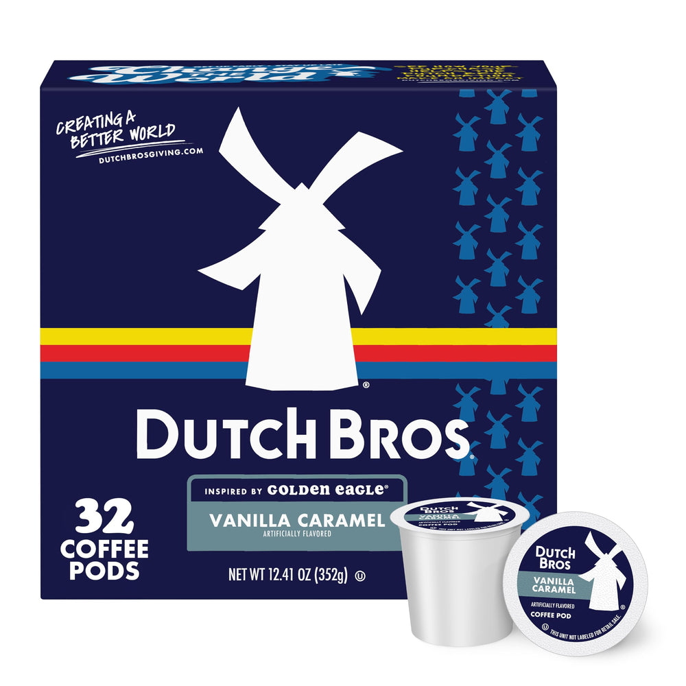 Dutch Bros Vanilla Caramel coffee pods box for Keurig brew at home