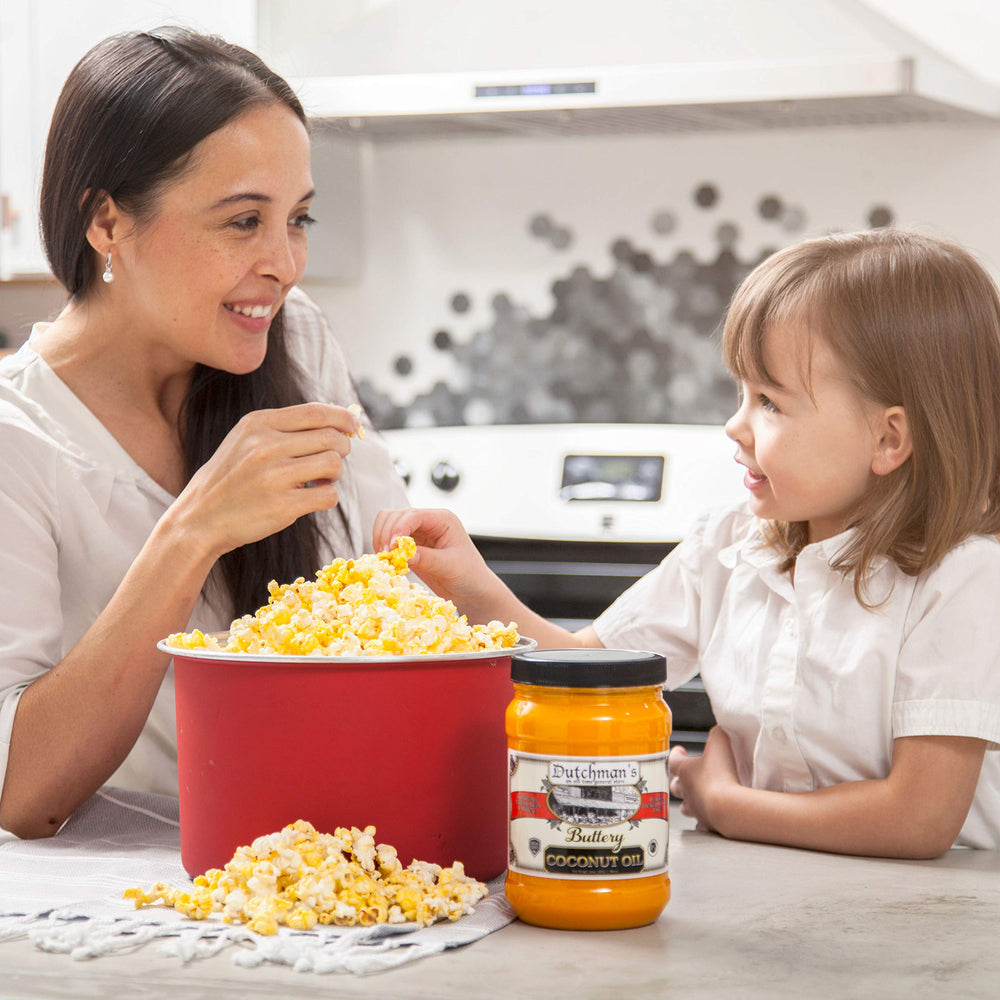 Dutchman’s Popcorn Coconut Oil is vegan and dairy-free for plant-based snacks.
