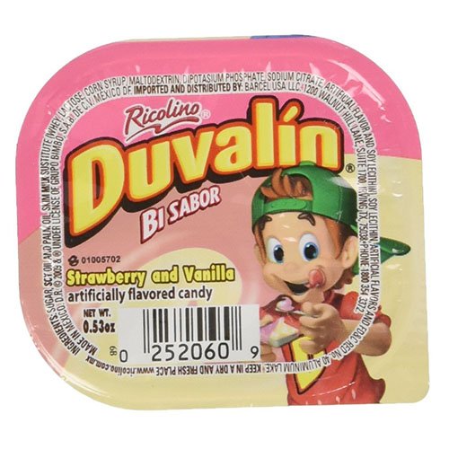 Duvalin candy on colorful shelf display for shoppers.