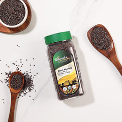 DWARAKA Black Mustard Seeds in cooking action, adding crackling texture to dishes.