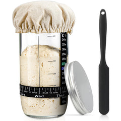 DWTS DANWEITESI sourdough starter jar 24oz glass with wide spout for easy pouring and measuring