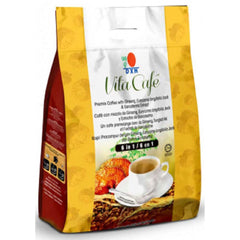 DXN Vita Cafe 6 in 1 sachets close-up showing convenient daily coffee mix.