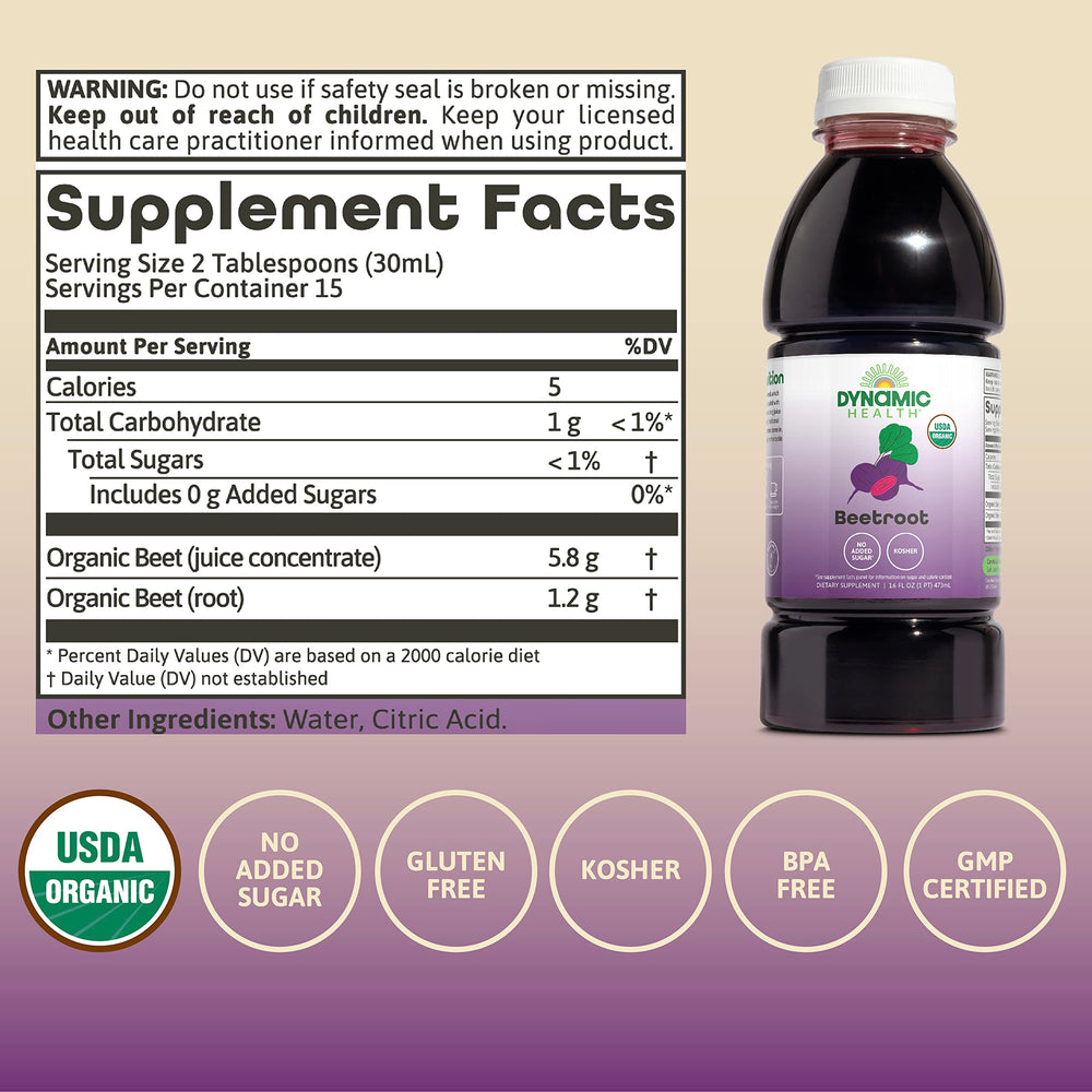 Dynamic Health Beetroot Juice Concentrate glass serve showcases vibrant color and easy daily use.