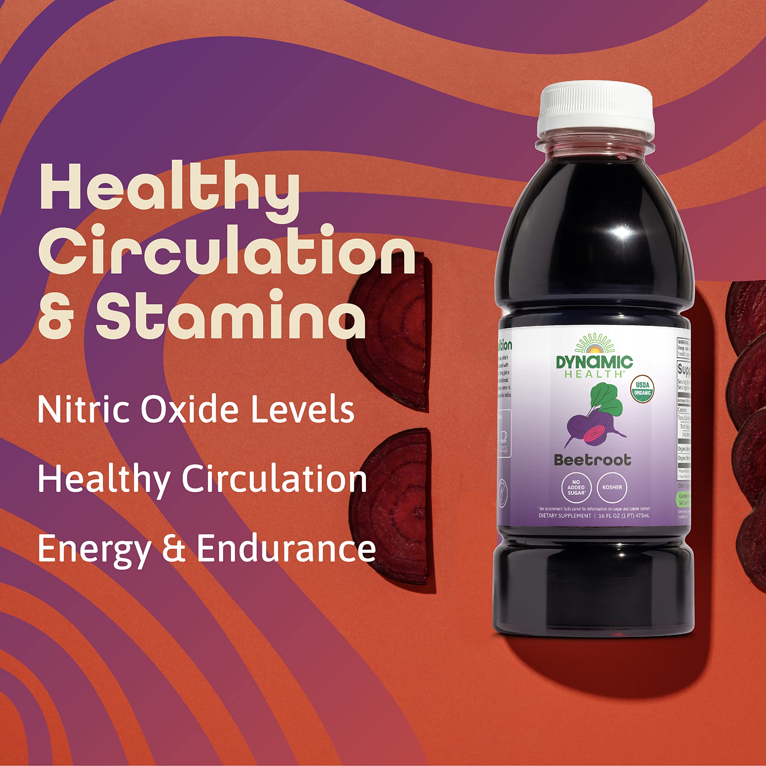 Dynamic Health Beetroot Juice Concentrate ingredient panel shows natural minerals for everyday wellness.