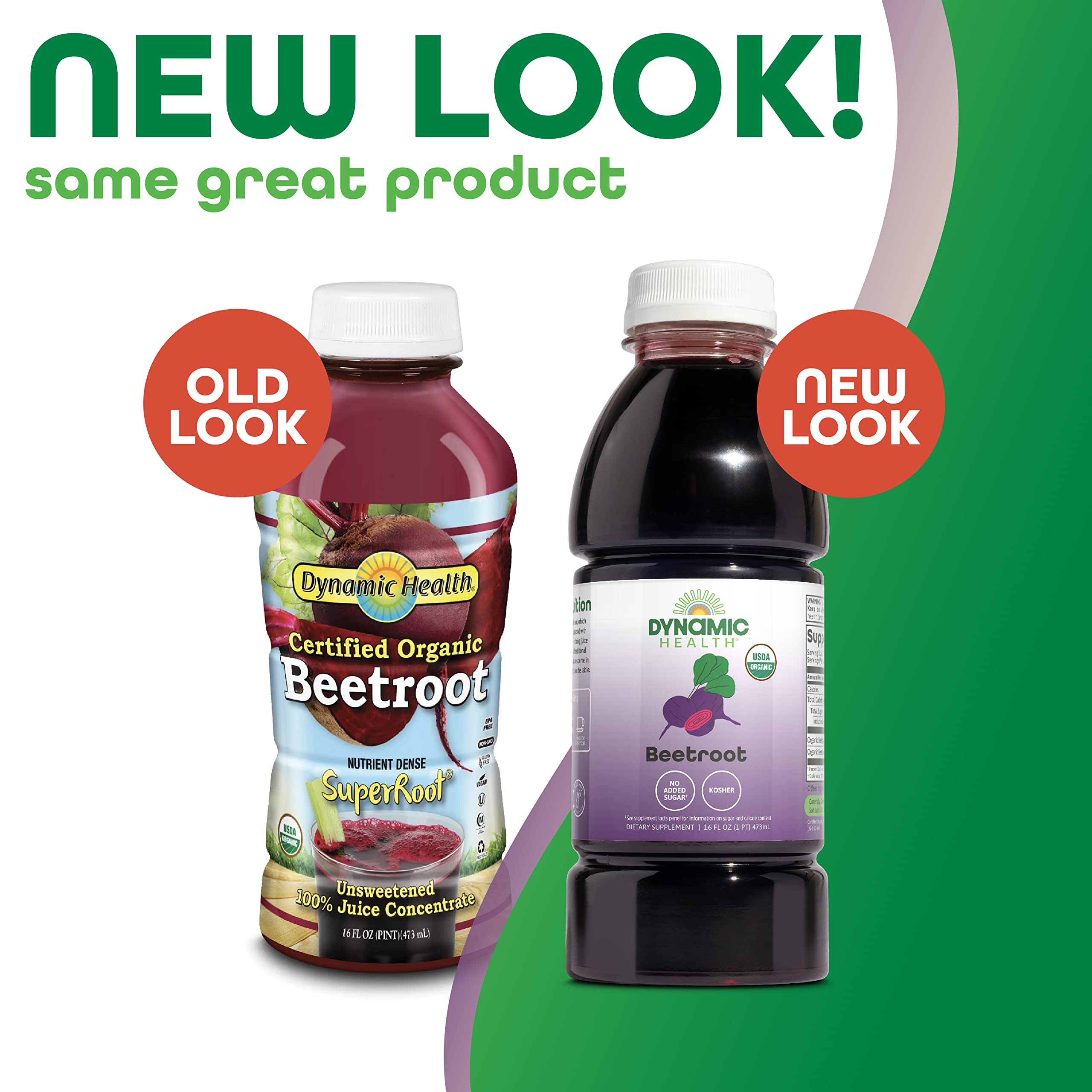 Dynamic Health Beetroot Juice Concentrate label closeup highlights organic quality and purity.