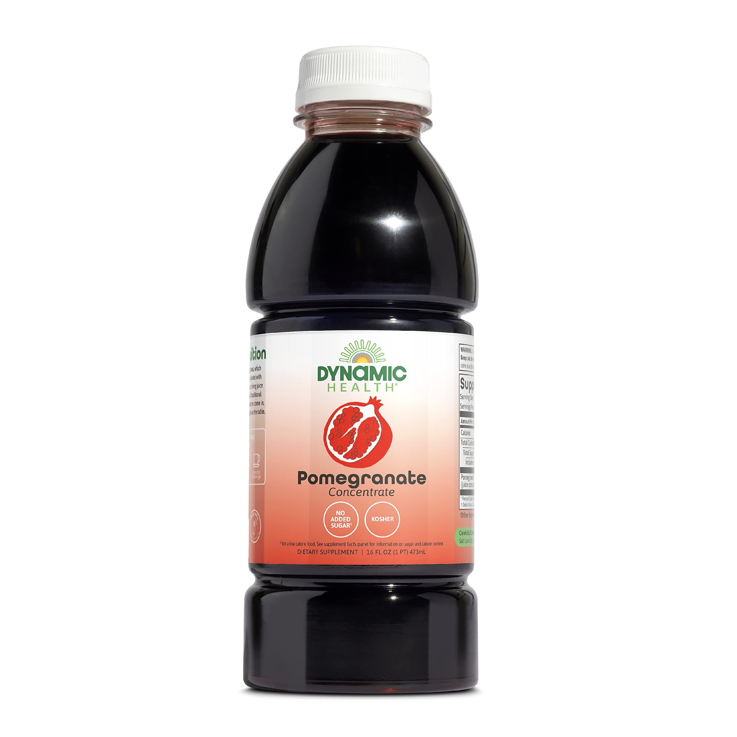 Dynamic Health Pomegranate Juice Concentrate bottle showcasing antioxidants and pure fruit goodness.