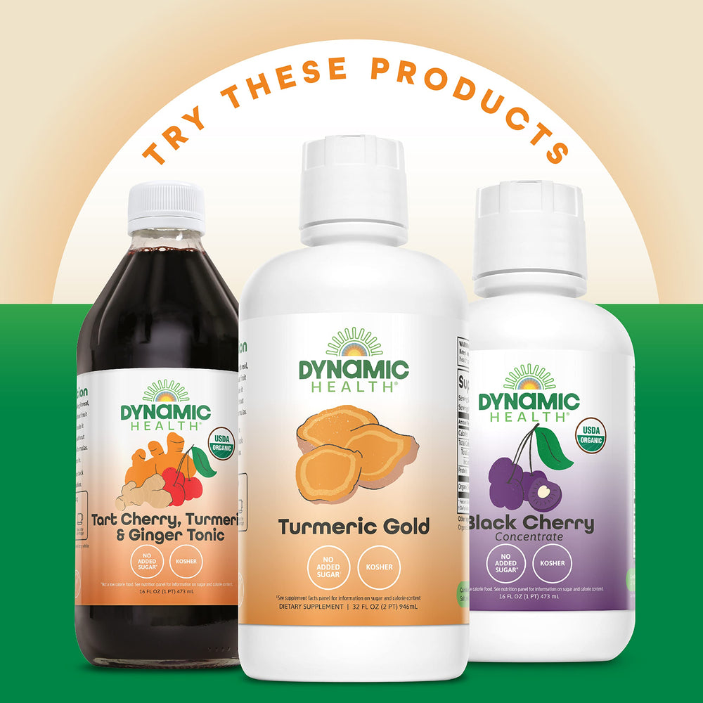 Dynamic Health Pomegranate Juice Concentrate ingredients list highlighting organic produce.