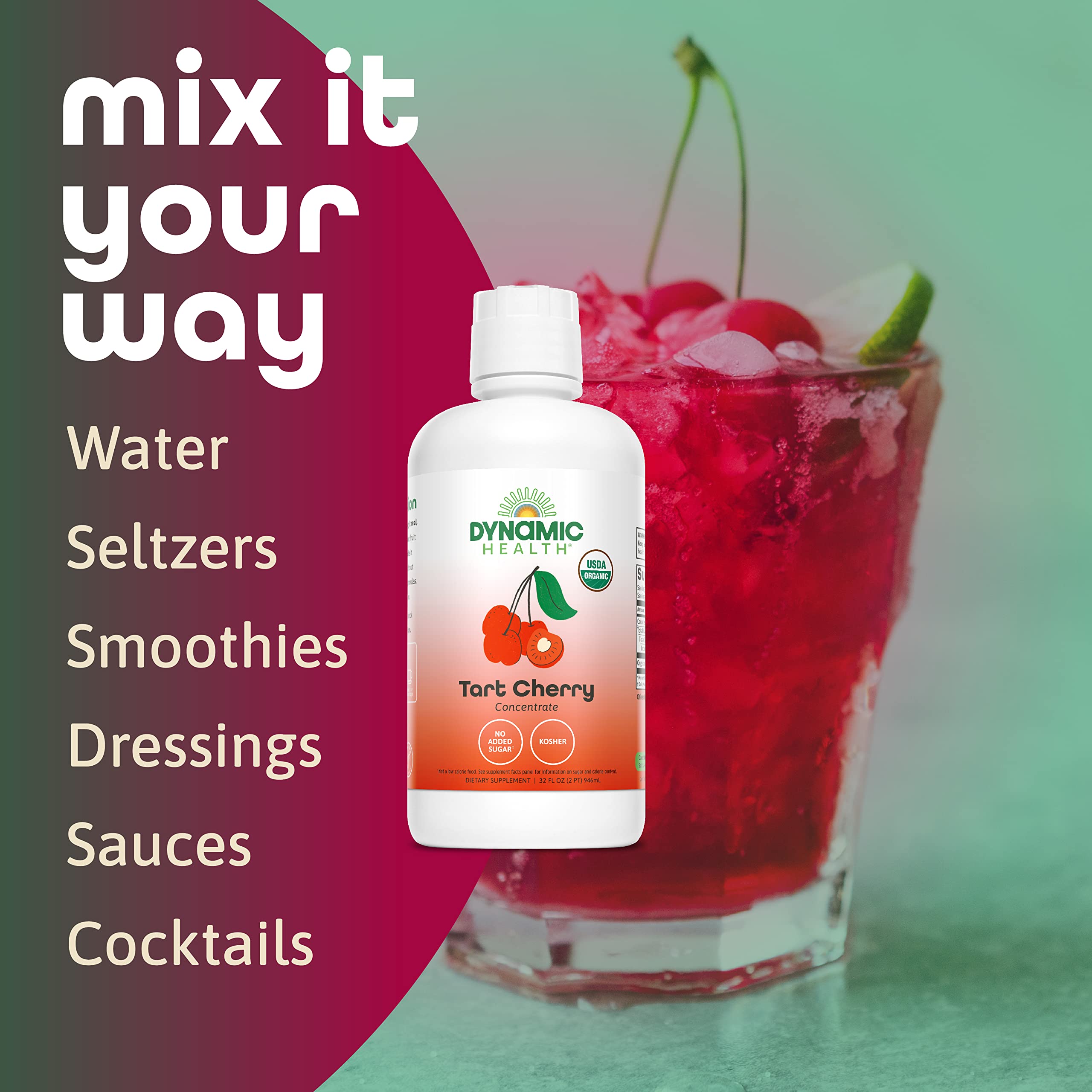 Dynamic Health Tart Cherry Juice smoothie ready for a tart flavor boost