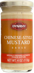 Dynasty Extra Hot Mustard jar closeup for bold dipping and sauces.