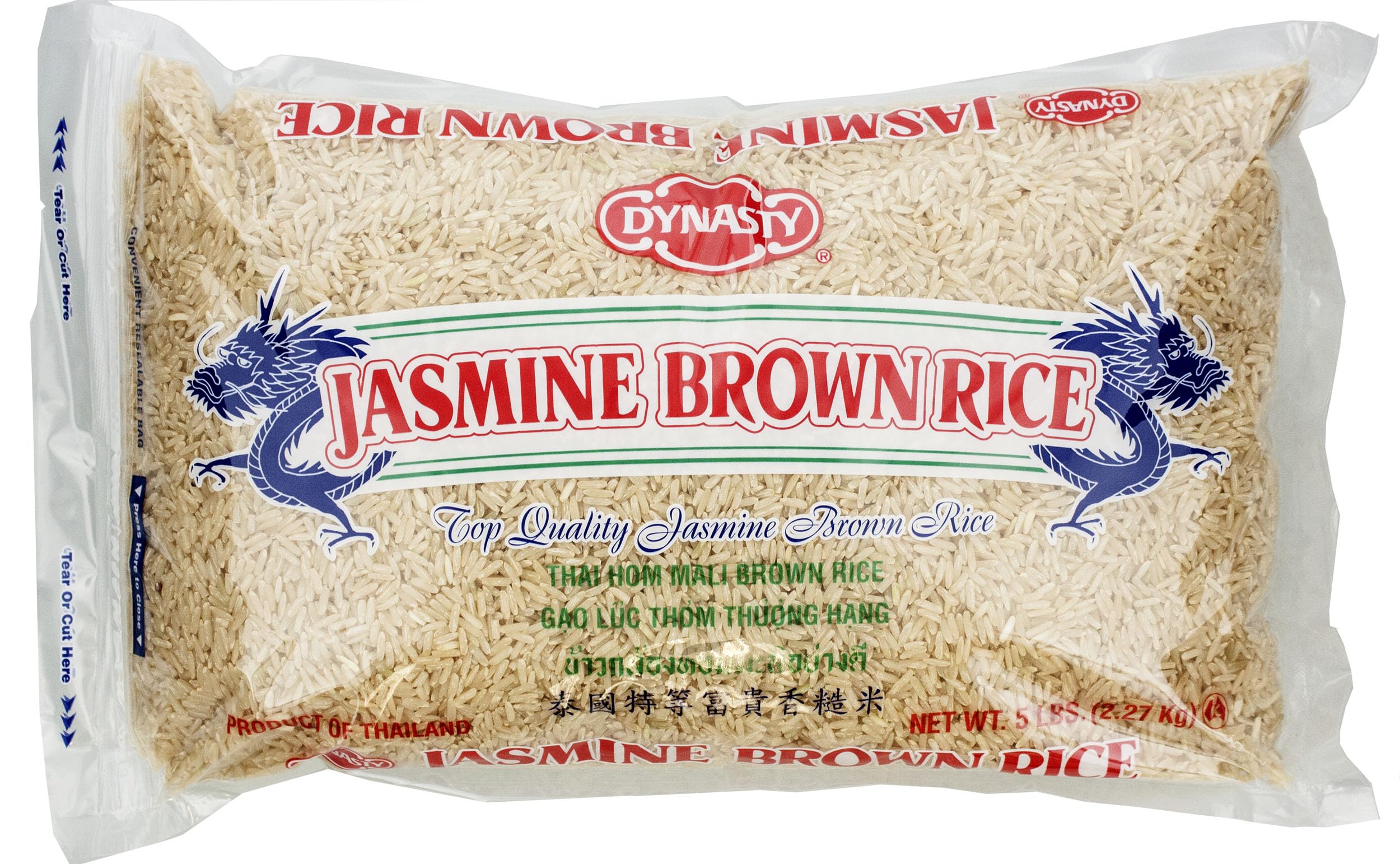 Dynasty Jasmine Brown Rice packaging is ready to store and use in meals