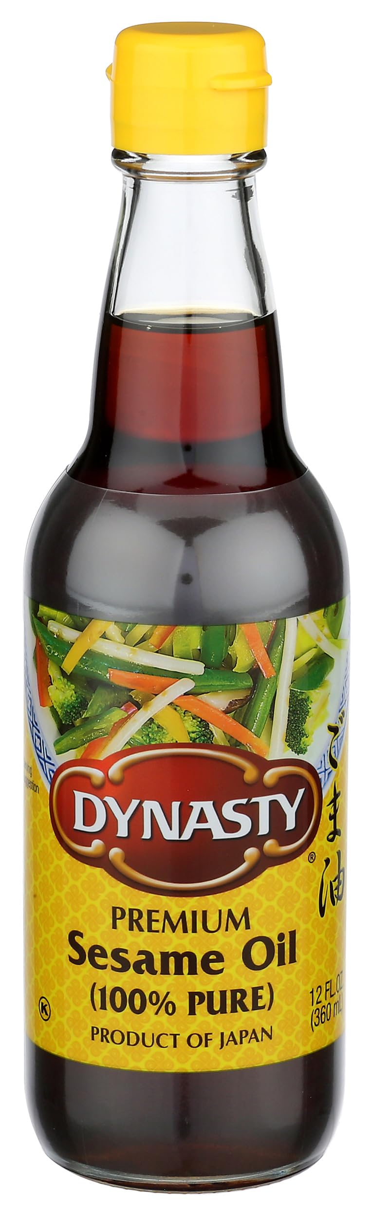 Dynasty sesame oil 12oz bottle front for premium flavor in quick meals