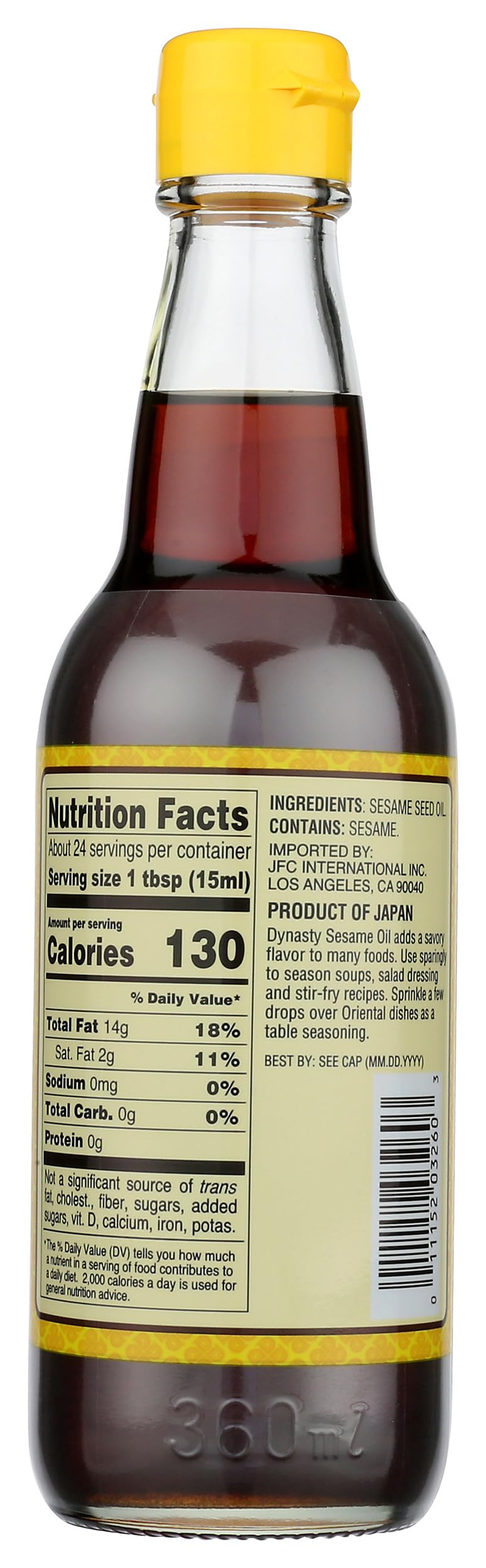 Dynasty sesame oil bottle with pour spout for easy seasoning