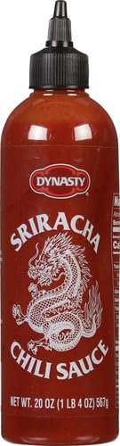 Dynasty Sriracha label closeup highlights authenticity and no MSG claim