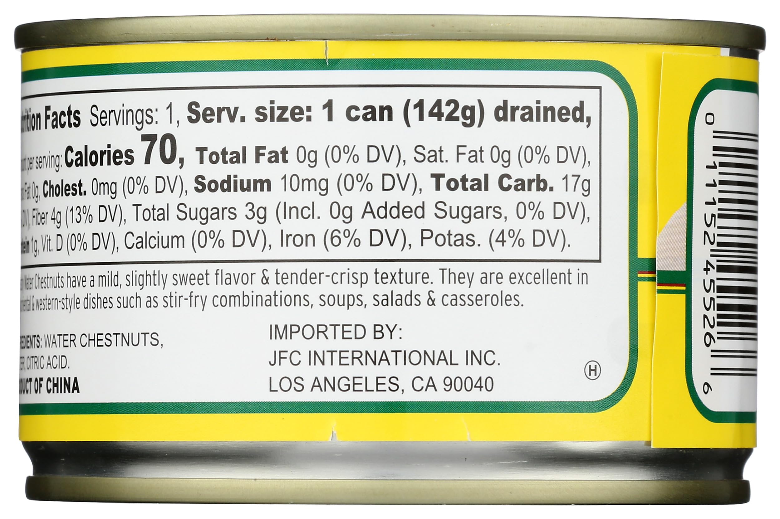 Dynasty Water Chestnuts Sliced packaging image, compact 8 oz size for quick prep.