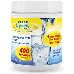 DYSPHAGIAIDE clear thickener jar front for steady thickness across beverages.