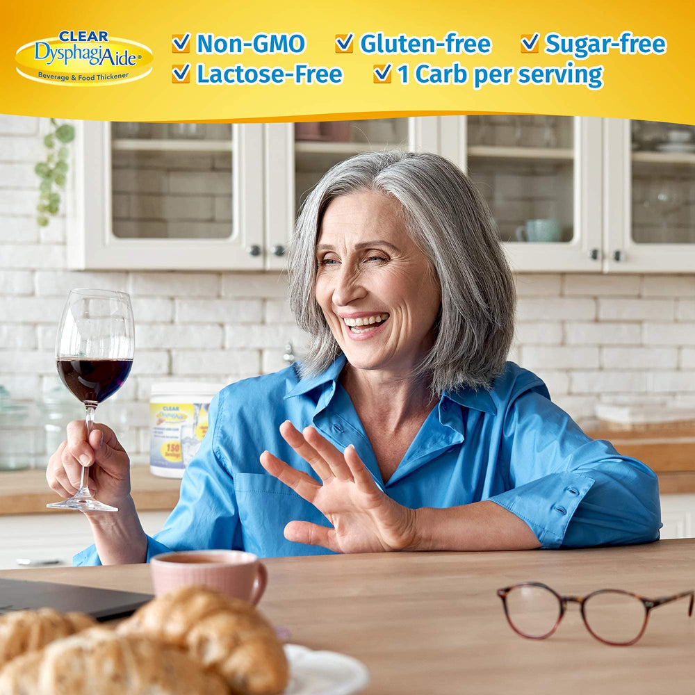 DYSPHAGIAIDE non-GMO gluten-free label appeals to dietary preferences.