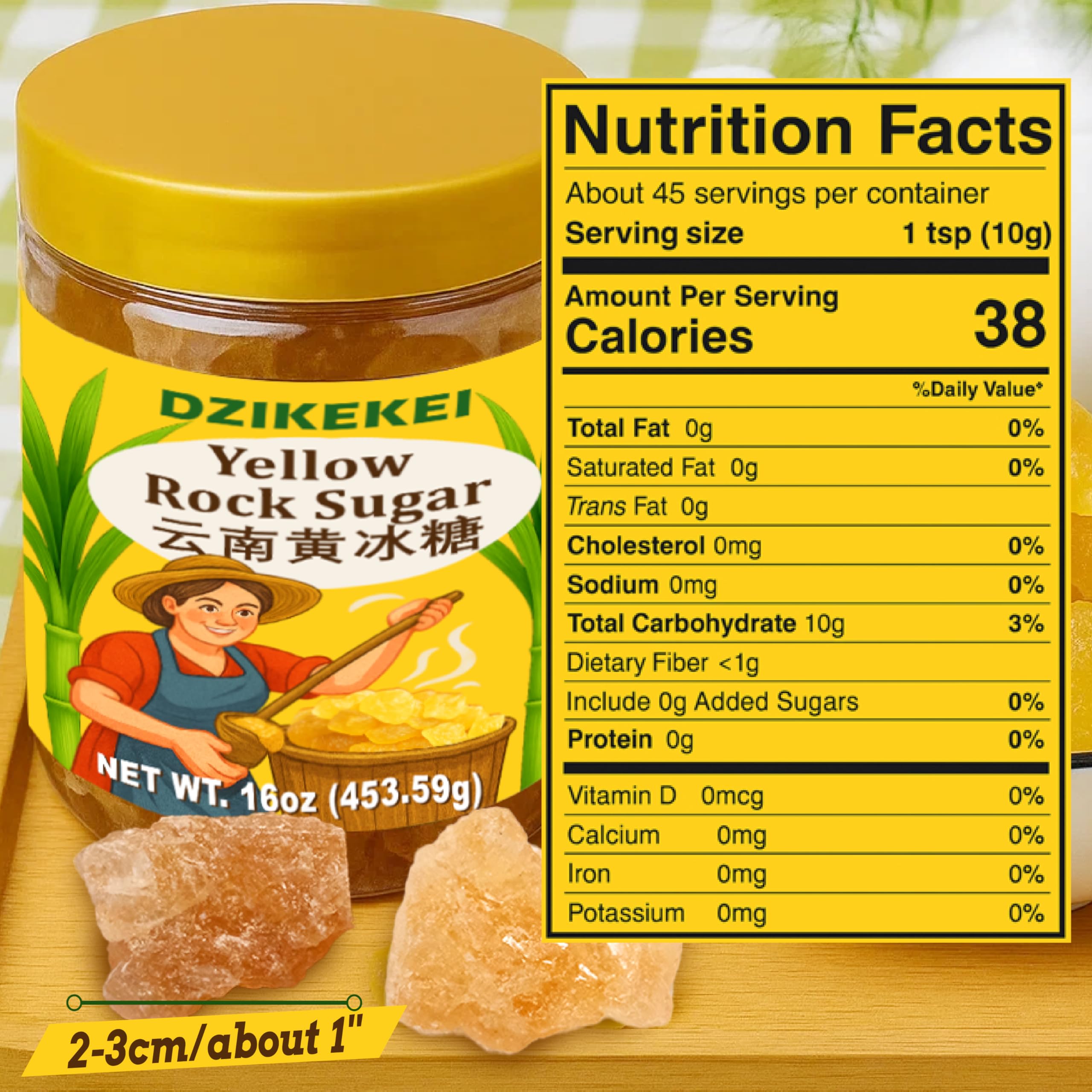 Dzikei rock sugar enhances tea with balanced sweetness.