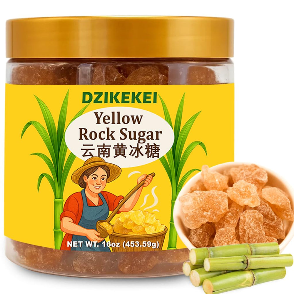 Dzikei yellow rock sugar crystals 16oz ready for tea and pho.