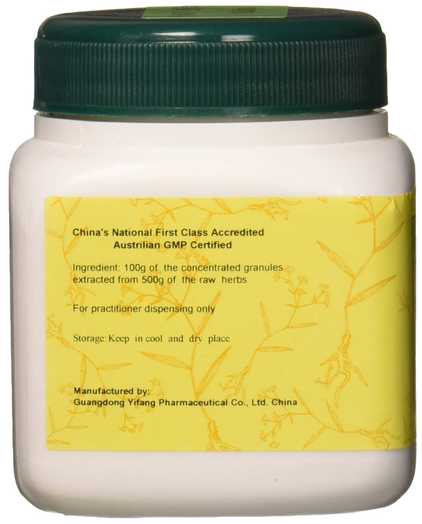 E-Fong Yi Mu Cao bottle side label detailing ingredients and usage for informed use
