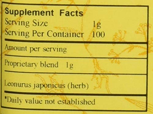 E-Fong Yi Mu Cao ingredients chart with accreditation note for trustworthy sourcing