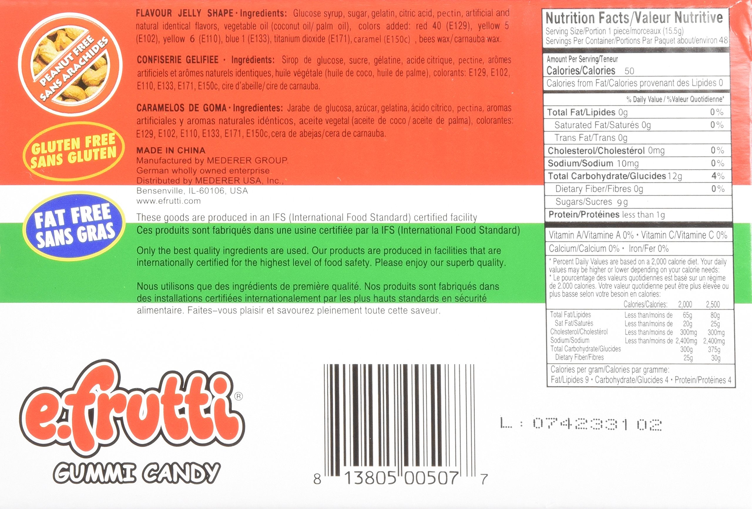 E.Frutti Gummi Pizza close-up reveals five-slice candies ideal for snacks.