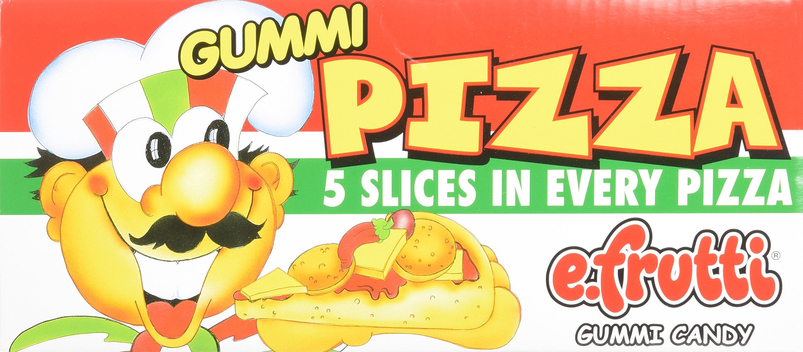 E.Frutti Gummi Pizza candy display at party table attracts kids.