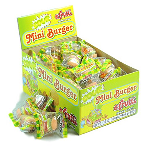 E.Frutti Sour Mini Burger Gummi: bright, colorful burgers for party snack tables.
