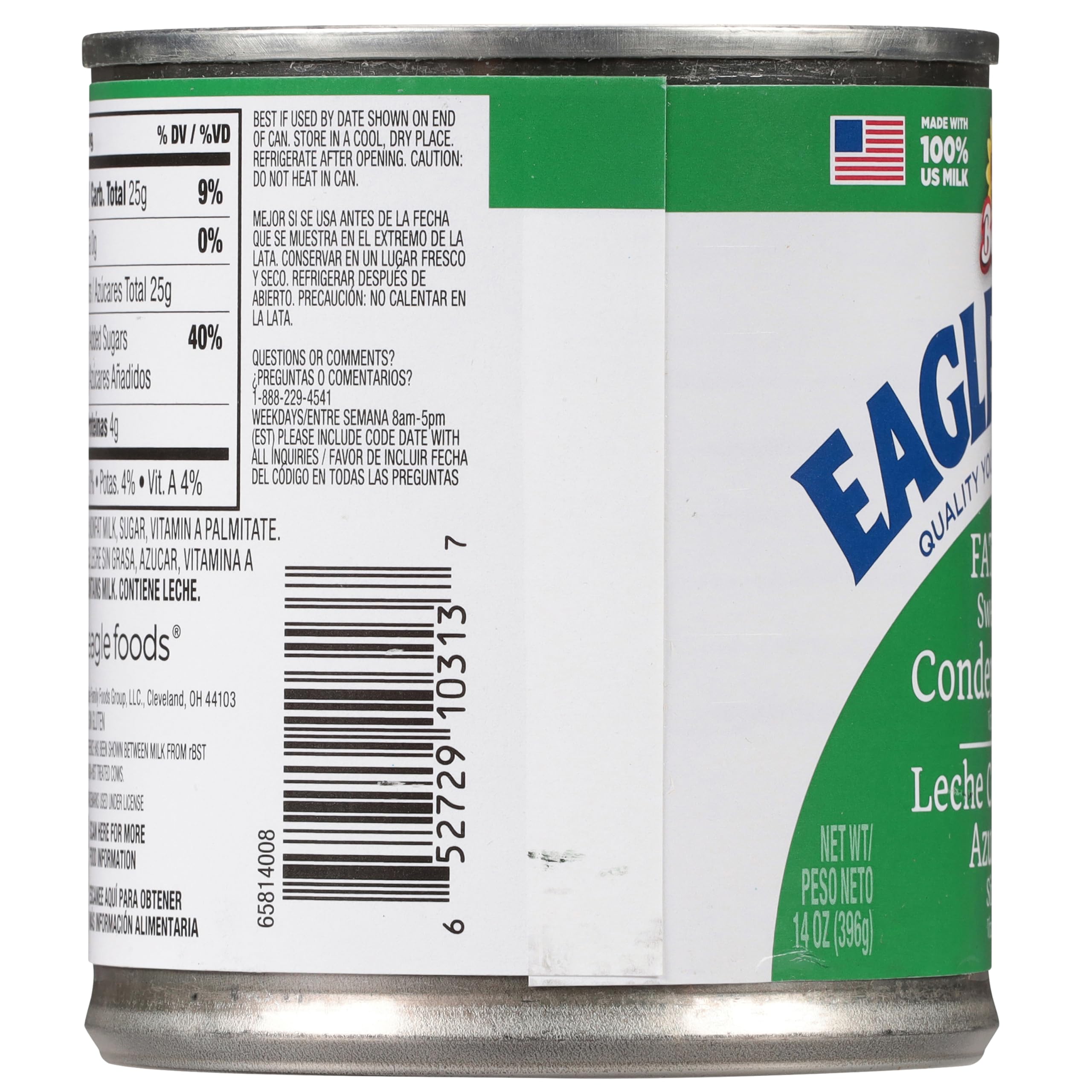 No rbST statement on Eagle Brand condensed milk label for cow-fed dairy