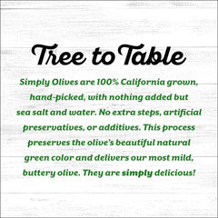 Early California Simply Olives hand picked close up shows premium quality.