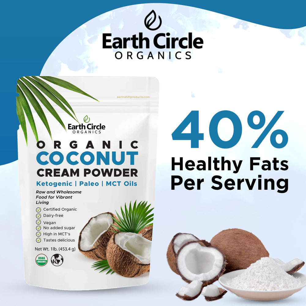 Earth Circle Organics coconut milk powder used in coffee creamer for dairy-free richness.