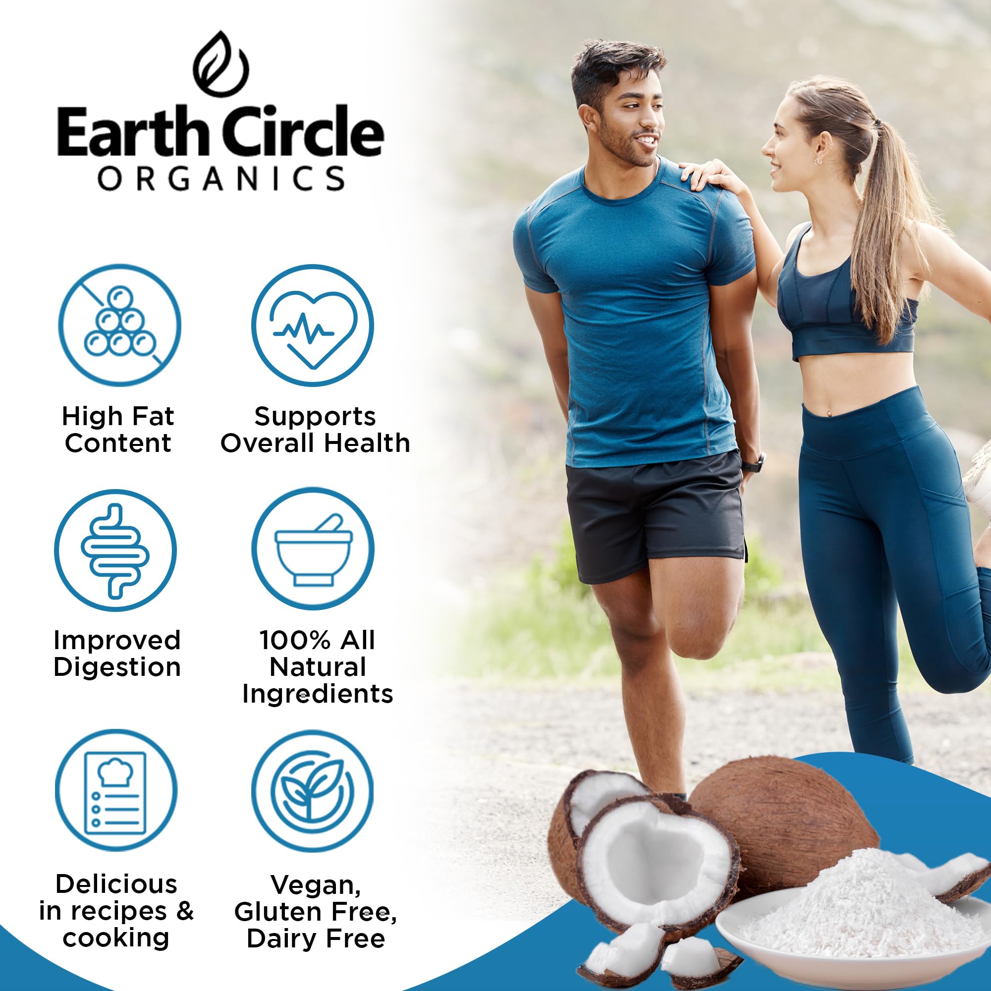 Earth Circle Organics coconut milk powder poured into a mug for creamy texture.