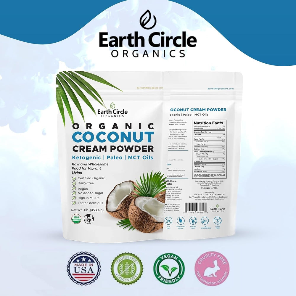 Earth Circle Organics coconut milk powder in a smoothie for tropical energy.