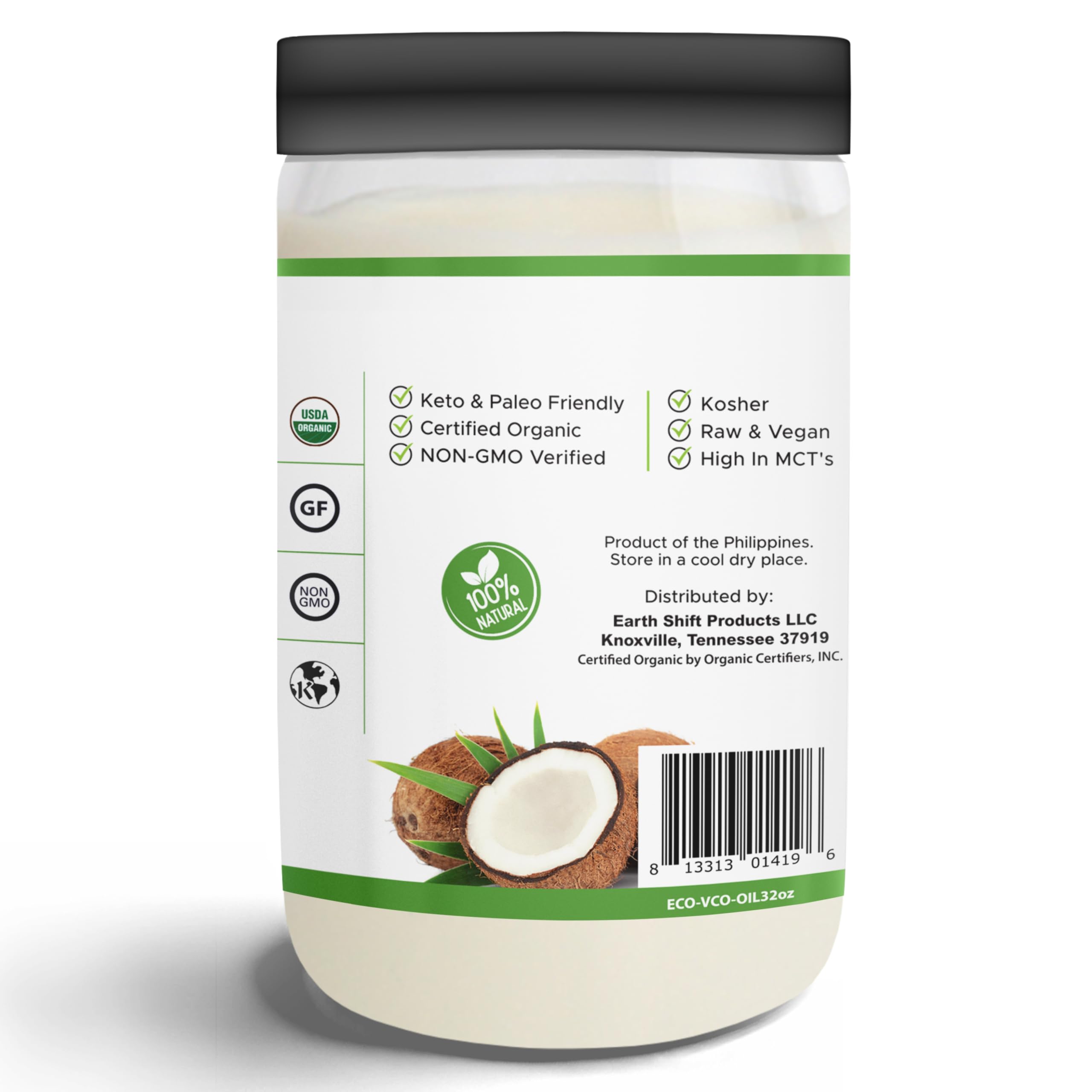 Earth Circle Organics Coconut Oil bottle pour for versatile cooking uses.