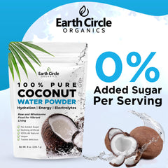 Earth Circle Organics coconut water powder dissolves instantly in water for a clump-free refreshing drink