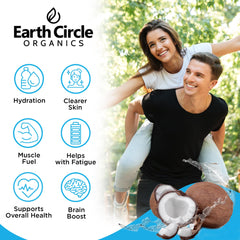 Earth Circle Organics pure coconut water powder measure scoop showcases precise electrolyte portioning
