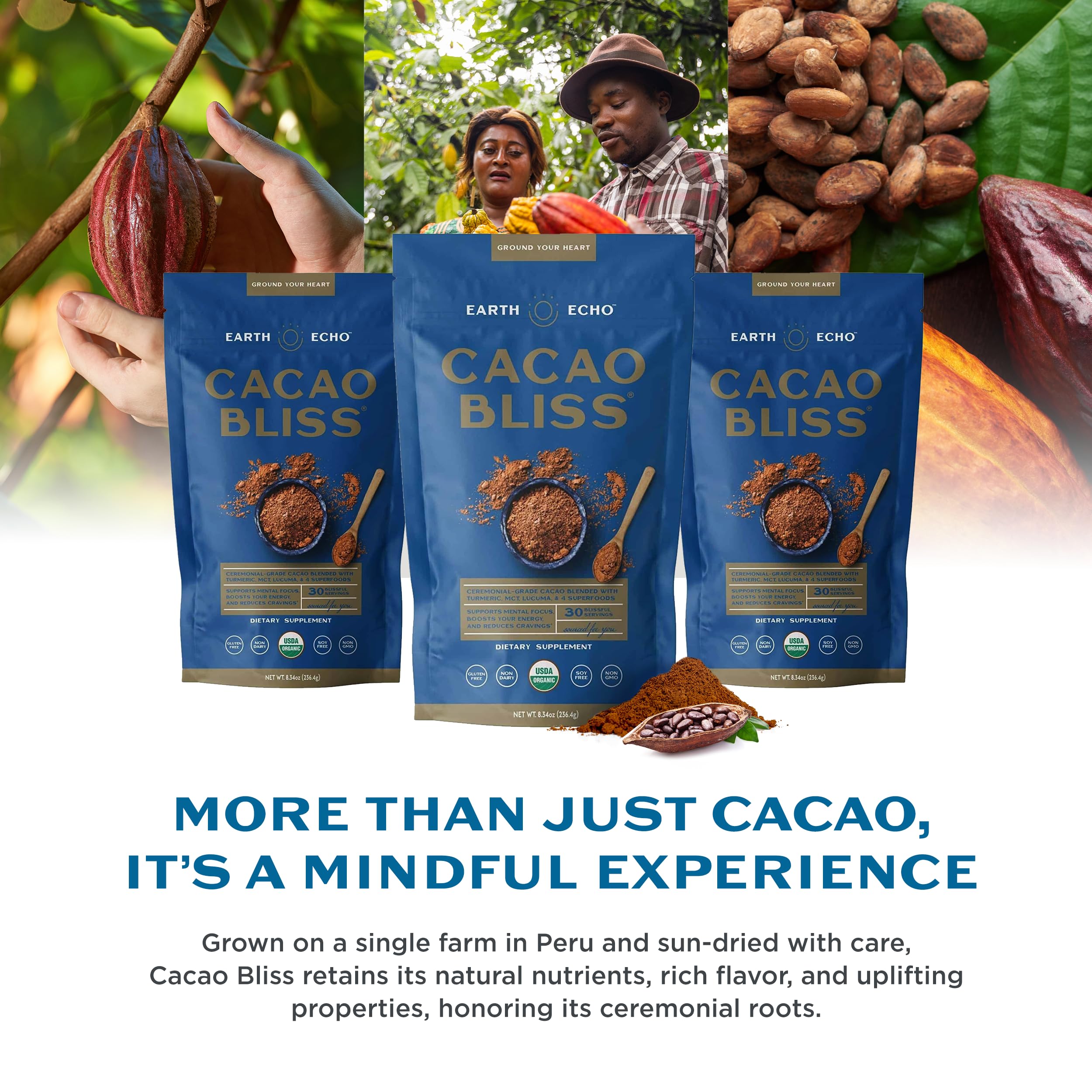 Earth Echo Cacao Bliss hot chocolate setup ready to enjoy