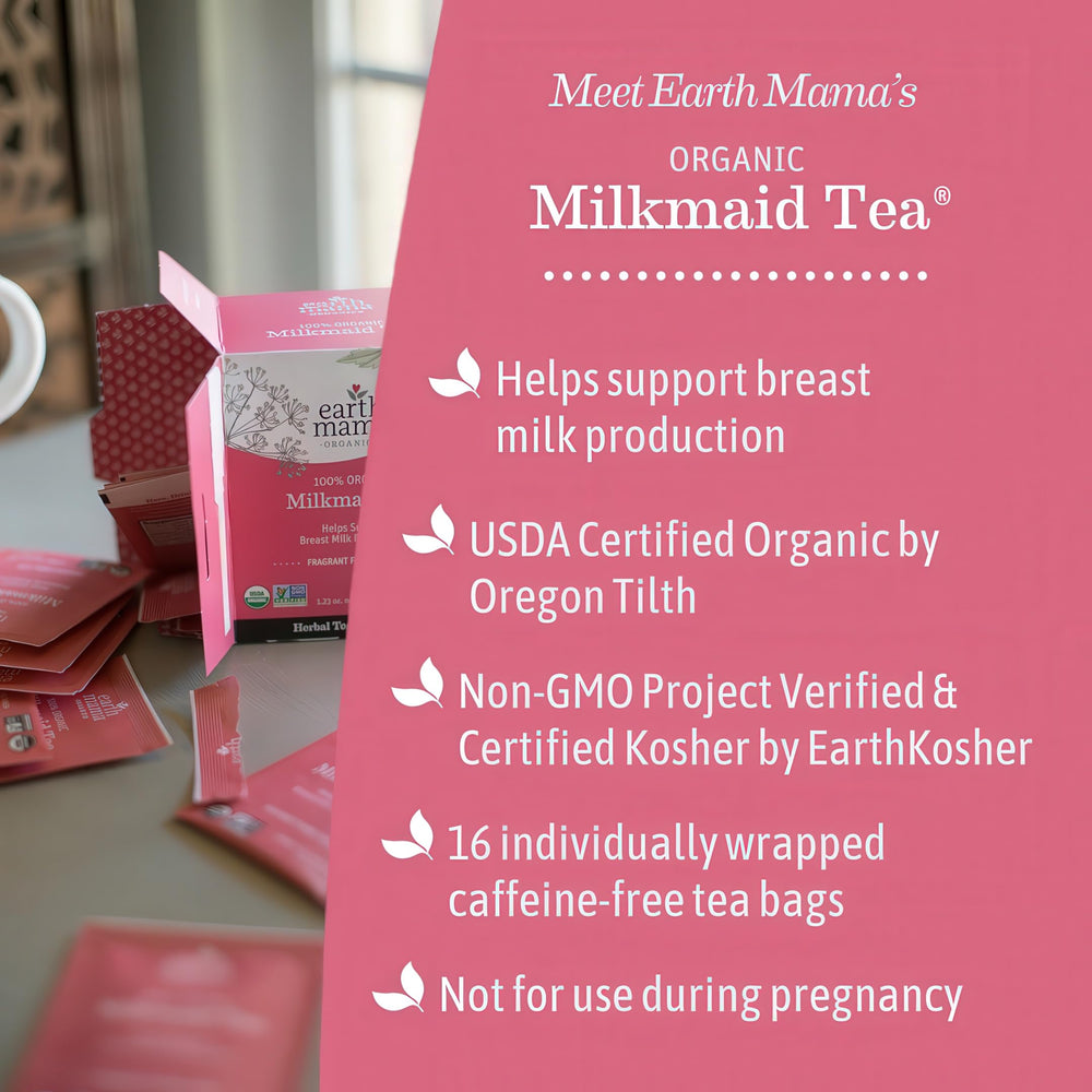 Earth Mama Milkmaid Tea hot cup ready for a soothing, caffeine-free brew.