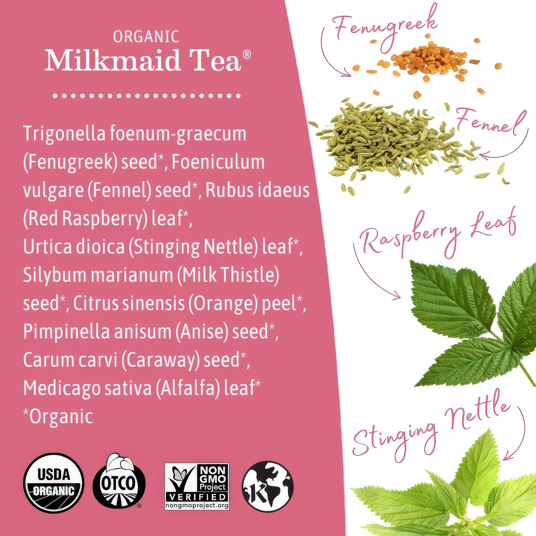Earth Mama Milkmaid Tea fennel ingredient highlight for aromatic, soothing brew.