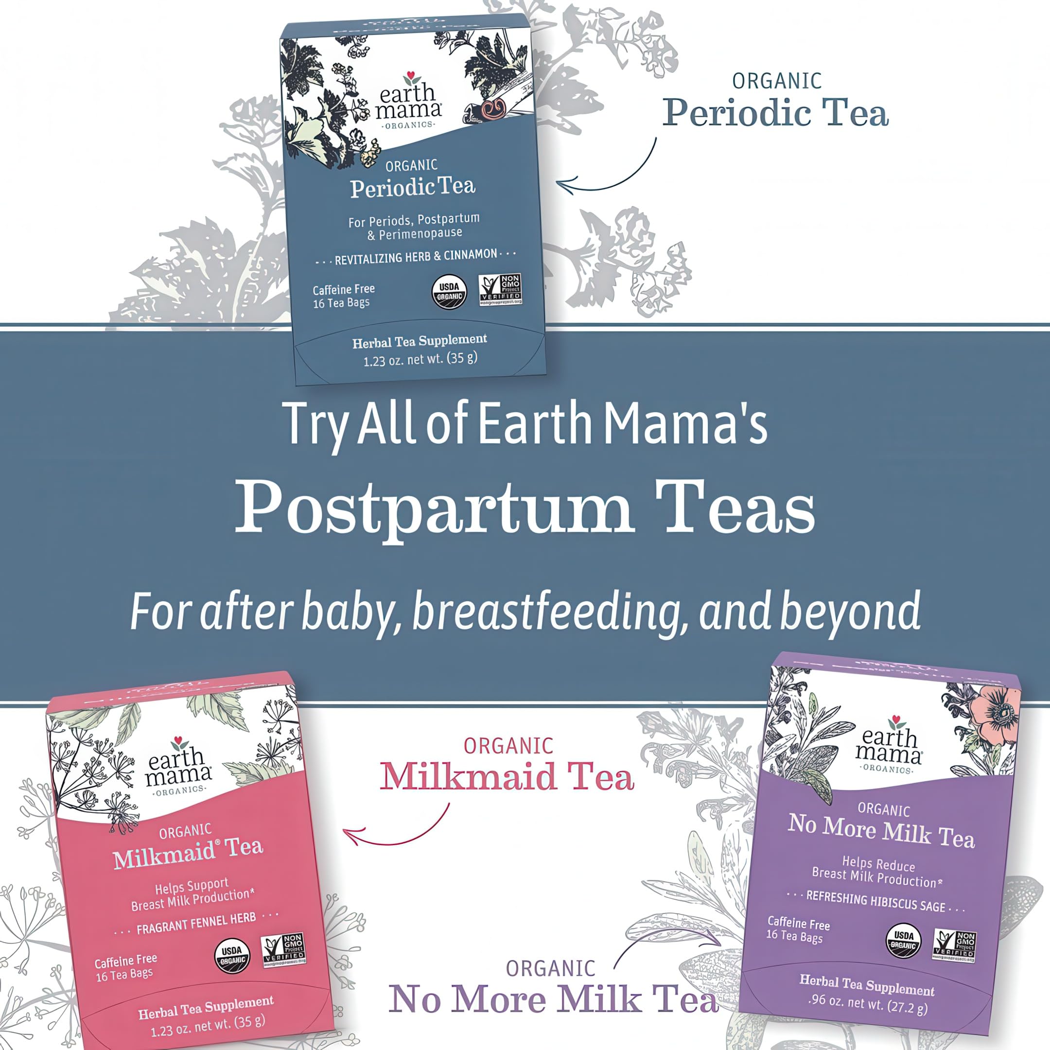Earth Mama Milkmaid Tea nettle notes add depth in the blend.